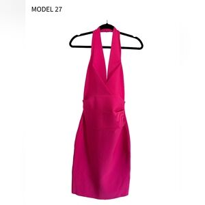 Elegant Pink Halter Mini Dress